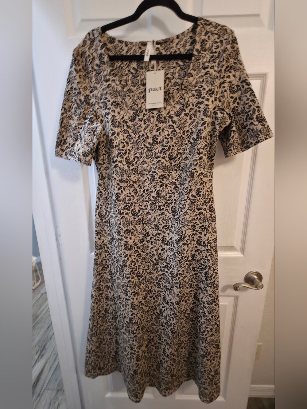 Pact Organic Paisley Blossoms Fit & Flare Midi Dress, XL - Picture 2 of 7